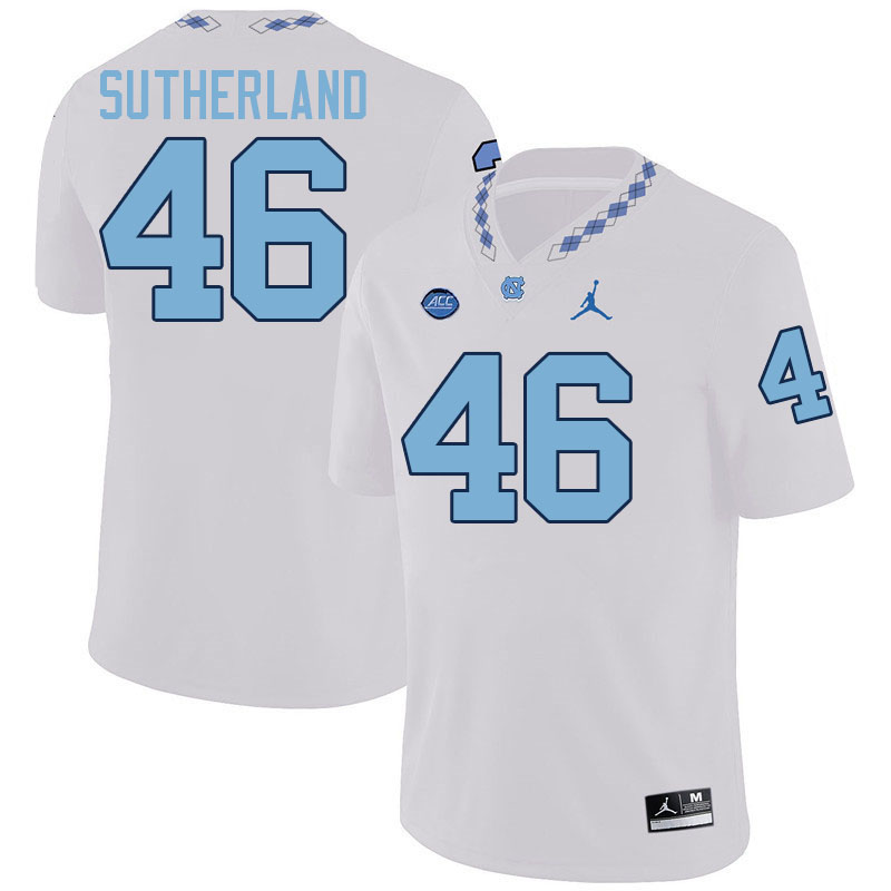 #46 Bill Sutherland North Carolina Tar Heels Jerseys,Apparels,Uniforms Stitched-White